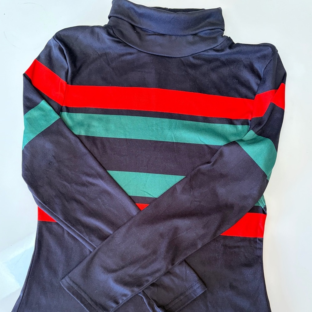 #184 STYLEWE Black Turtleneck with Red and Green Stripes. Like New. - Picture 7 of 9